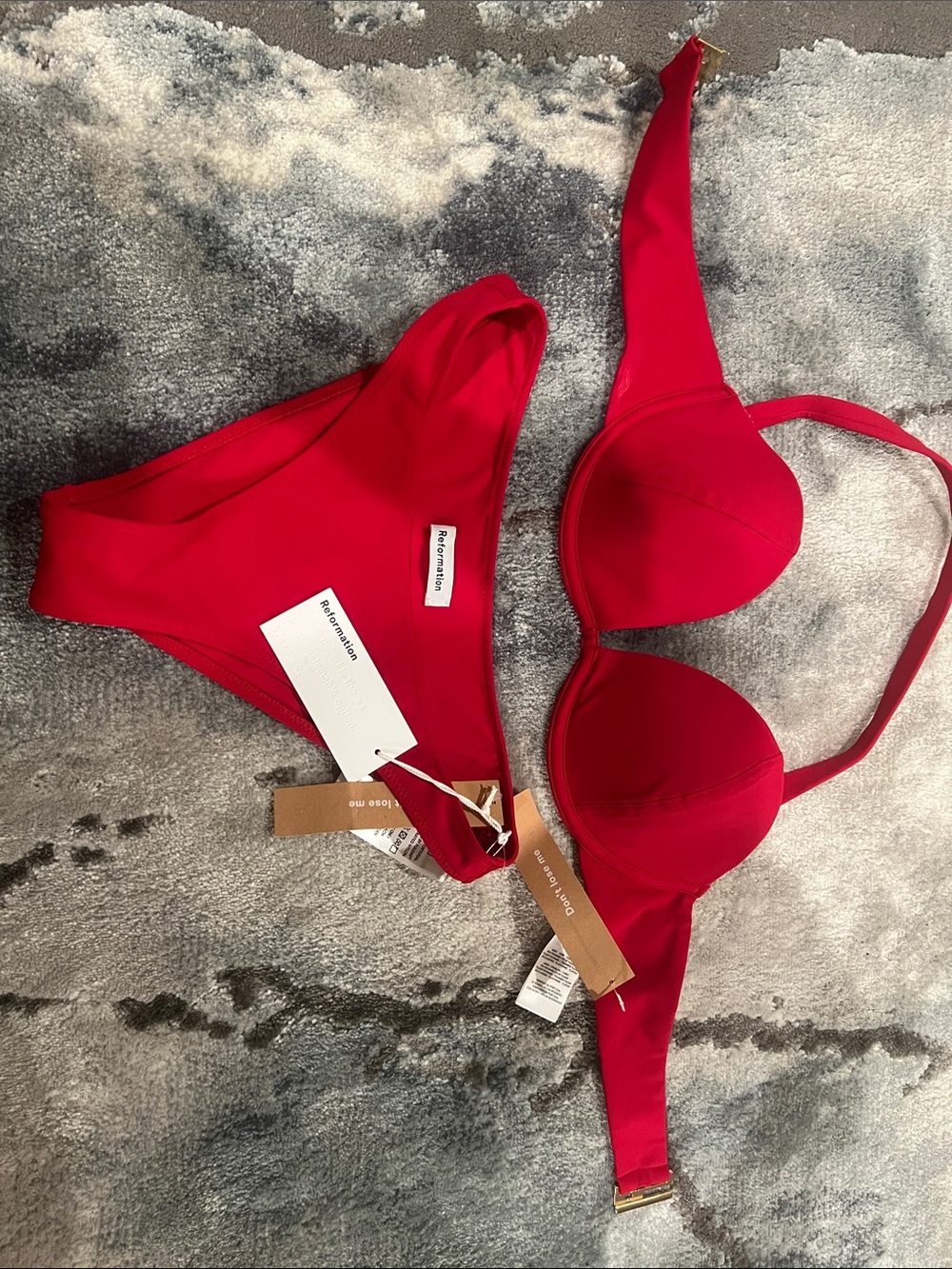 Reformation Bright Red Padded Bikini Set